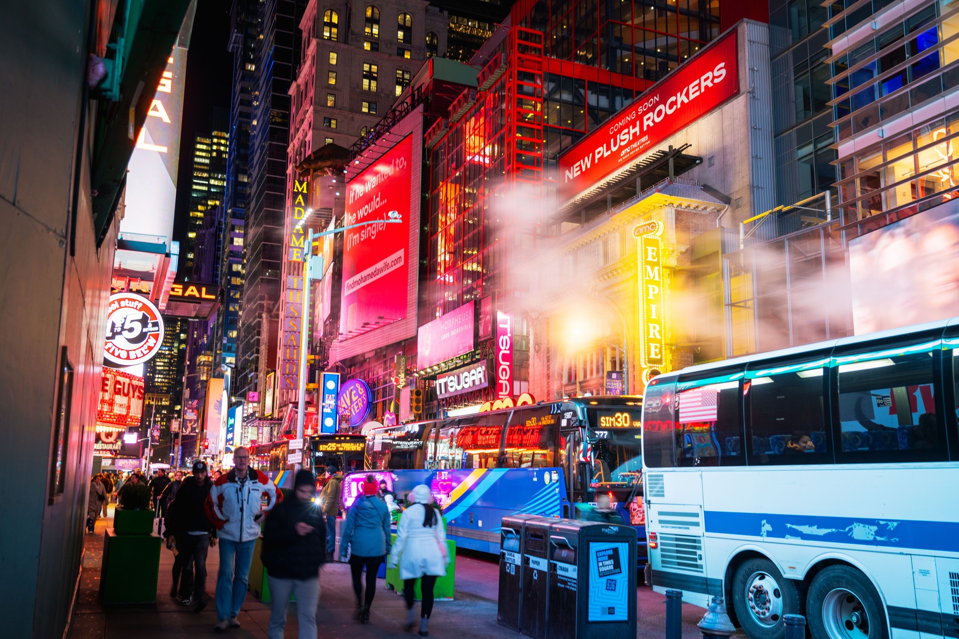 Bustling Evening Scene in Times Square, New York City